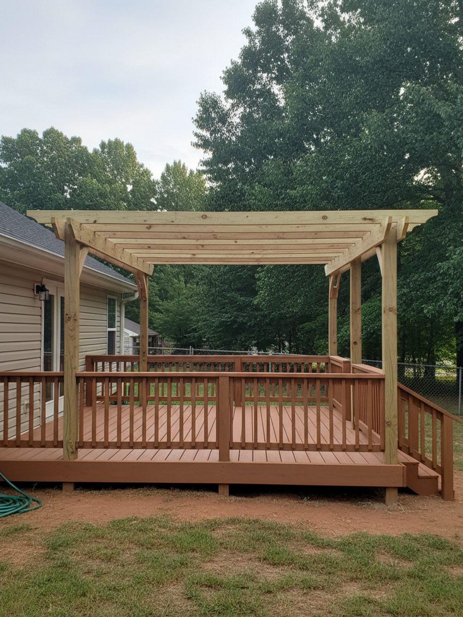 Custom Deck Design completed by Oasis Deck Co in Hiram, GA